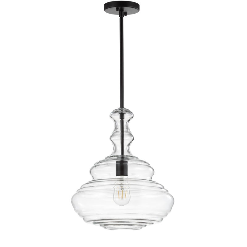 Bettina 13.37" Glass/Metal LED Pendant - JONATHAN Y