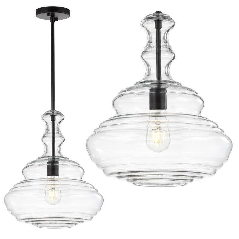 Bettina 13.37" Glass/Metal LED Pendant - JONATHAN Y