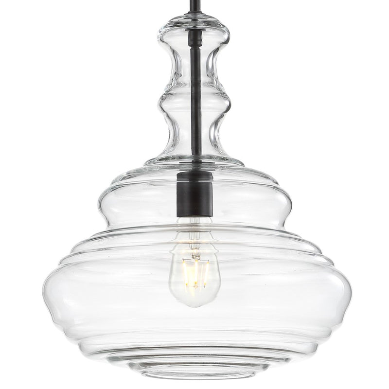 Bettina 13.37" Glass/Metal LED Pendant - JONATHAN Y