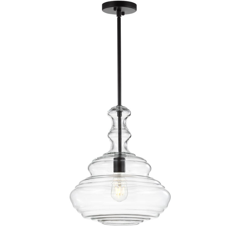 Bettina 13.37" Glass/Metal LED Pendant - JONATHAN Y
