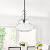 Bettina 13.37" Glass/Metal LED Pendant - JONATHAN Y