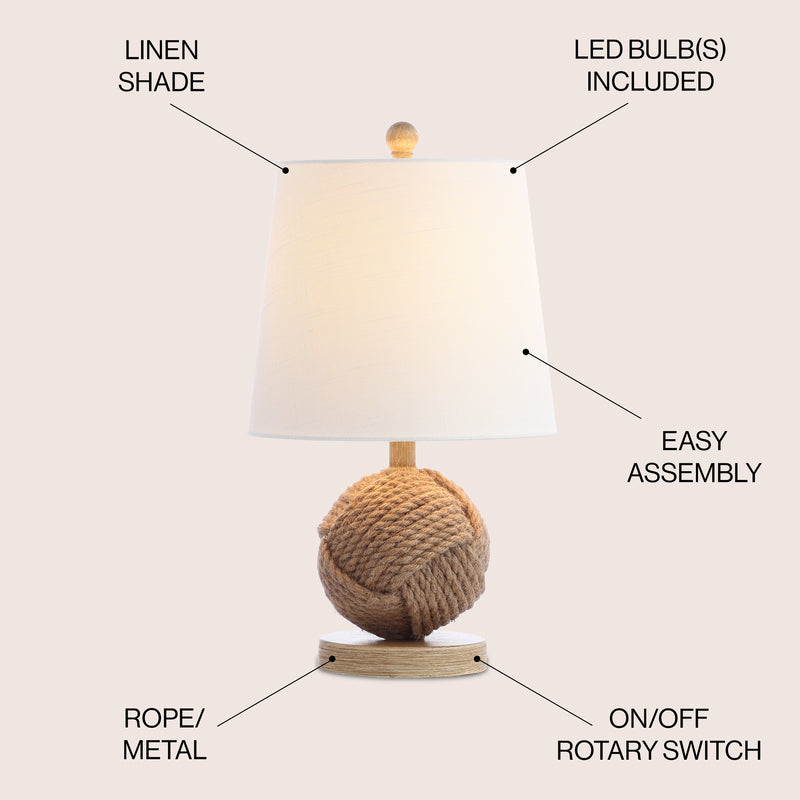 Monkey Fist 18" Rope Ball LED Table Lamp - JONATHAN Y