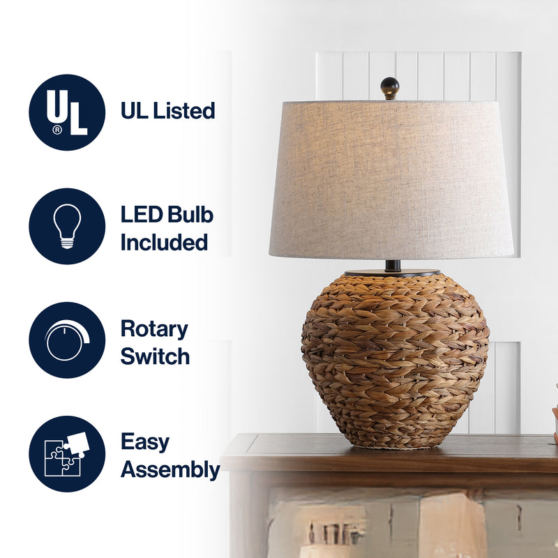 Alaro 24.5" Banana Leaf Basket LED Table Lamp
