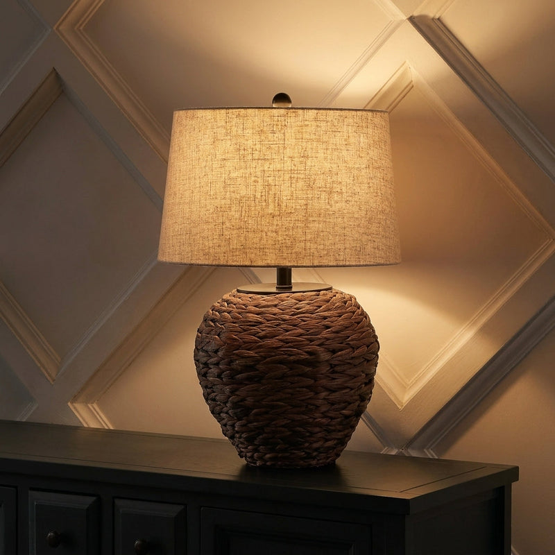 Alaro 24.5" Banana Leaf Basket LED Table Lamp Dark Brown – AI-ON