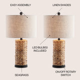 Elicia 25" Sea Grass LED Table Lamp Set 2