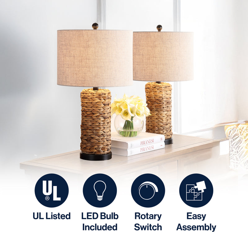 Elicia 25" Sea Grass LED Table Lamp Set 2