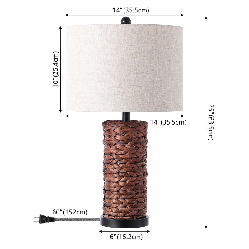 Elicia 25" Sea Grass LED Table Lamp Set 2