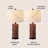 Elicia 25" Sea Grass LED Table Lamp Set 2