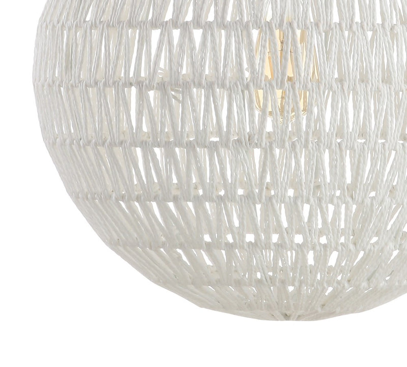 Luna 15.75" Bohemian Modern Woven Rattan/Iron LED Pendant - JONATHAN Y