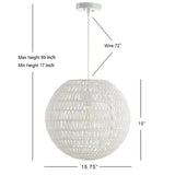 Luna 15.75" Bohemian Modern Woven Rattan/Iron LED Pendant - JONATHAN Y