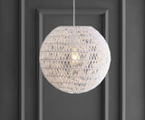 Luna 15.75" Bohemian Modern Woven Rattan/Iron LED Pendant - JONATHAN Y