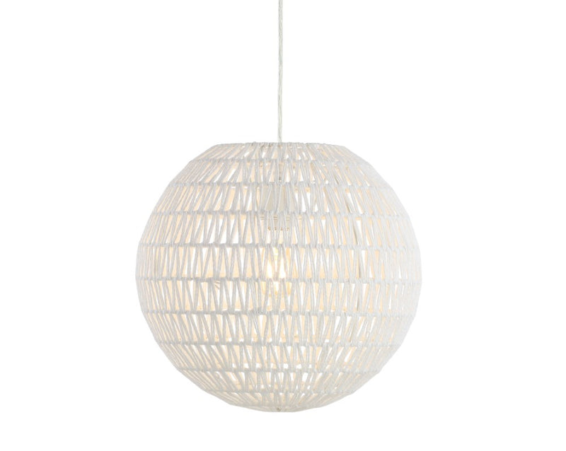Luna 15.75" Bohemian Modern Woven Rattan/Iron LED Pendant - JONATHAN Y