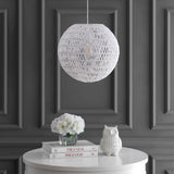 Luna 15.75" Bohemian Modern Woven Rattan/Iron LED Pendant - JONATHAN Y