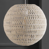 Luna 15.75" Bohemian Modern Woven Rattan/Iron LED Pendant - JONATHAN Y