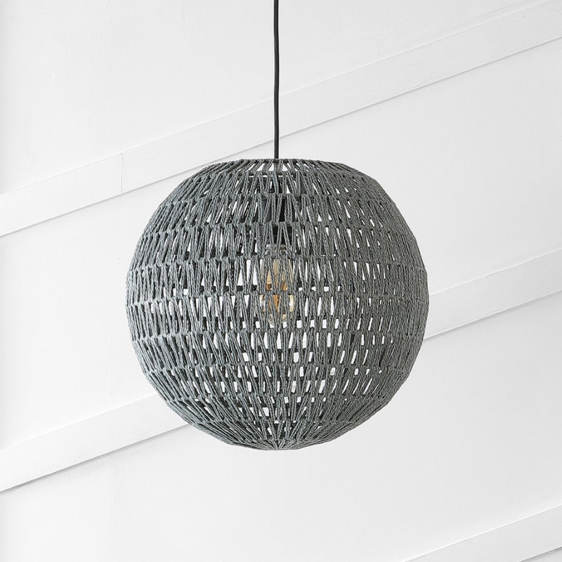 Luna 15.75" Bohemian Modern Woven Rattan/Iron LED Pendant