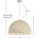 Campana 20" Bohemian Modern Woven Rattan/Iron LED Pendant