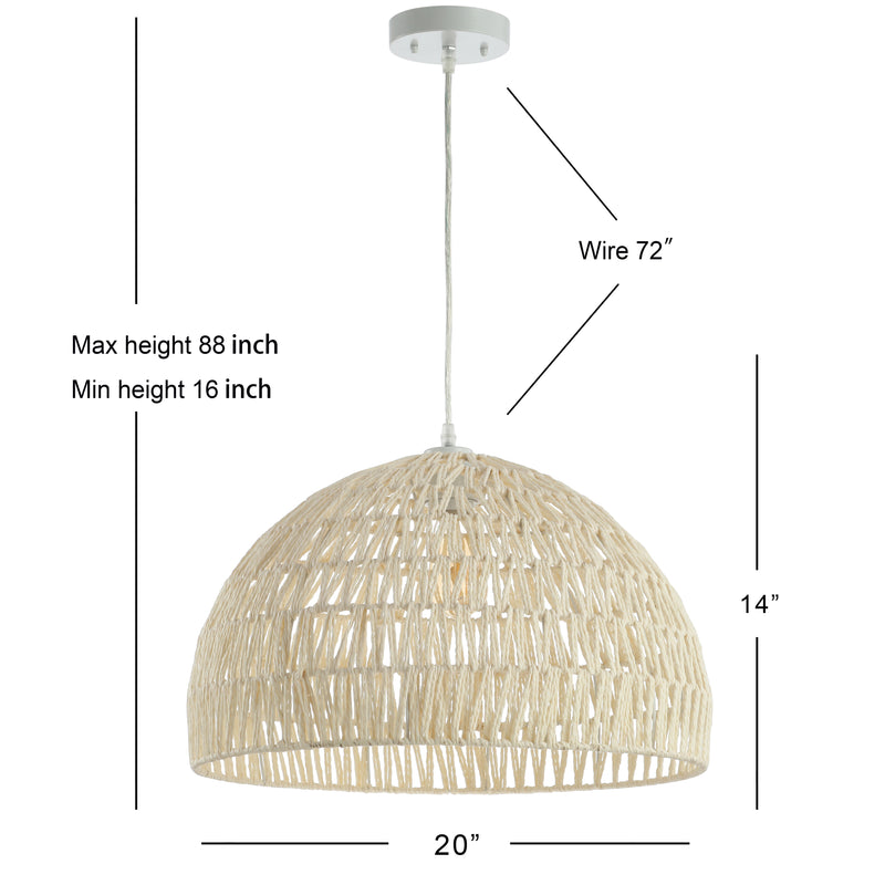 Campana 20" Bohemian Modern Woven Rattan/Iron LED Pendant