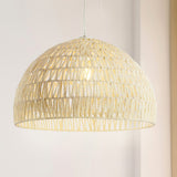 Campana 20" Bohemian Modern Woven Rattan/Iron LED Pendant