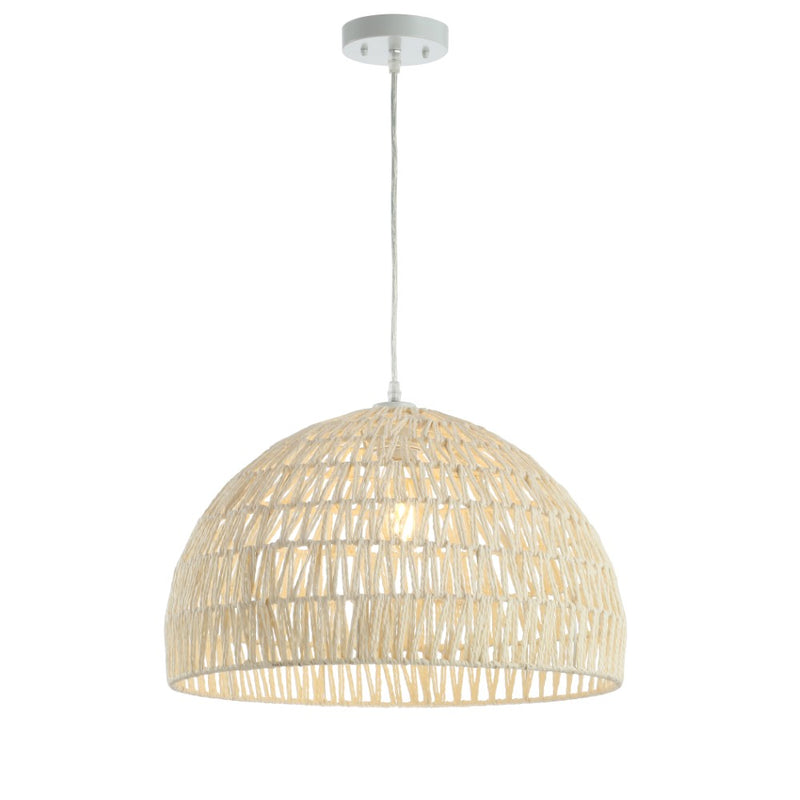 Campana 20" Bohemian Modern Woven Rattan/Iron LED Pendant
