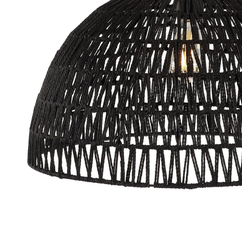 Campana 20" Bohemian Modern Woven Rattan/Iron LED Pendant