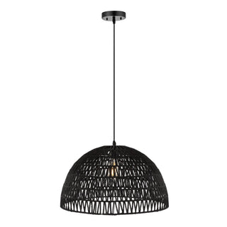 Campana 20" Bohemian Modern Woven Rattan/Iron LED Pendant