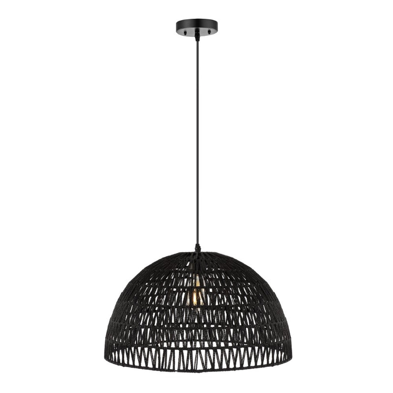 Campana 20" Bohemian Modern Woven Rattan/Iron LED Pendant
