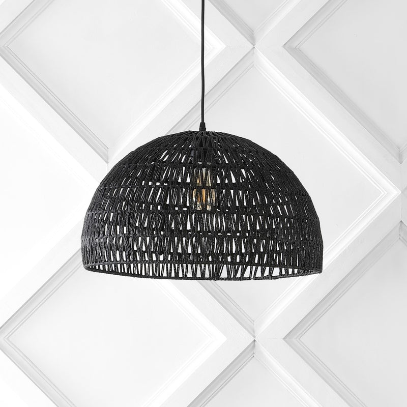 Campana 20" Bohemian Modern Woven Rattan/Iron LED Pendant