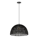 Campana 20" Bohemian Modern Woven Rattan/Iron LED Pendant