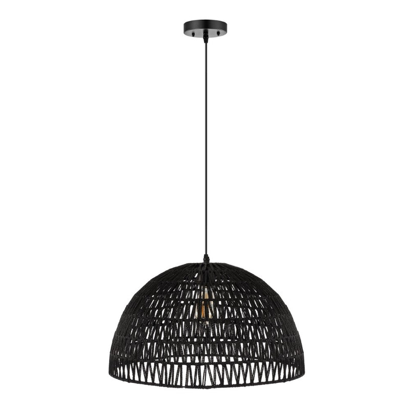 Campana 20" Bohemian Modern Woven Rattan/Iron LED Pendant
