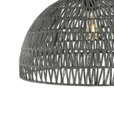 Campana 20" Bohemian Modern Woven Rattan/Iron LED Pendant