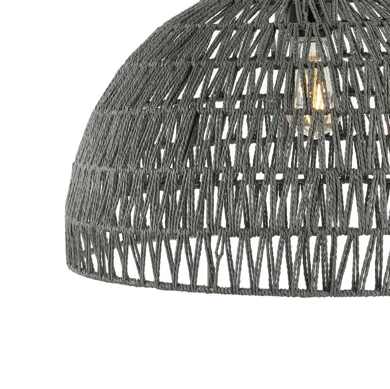 Campana 20" Bohemian Modern Woven Rattan/Iron LED Pendant