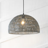 Campana 20" Bohemian Modern Woven Rattan/Iron LED Pendant
