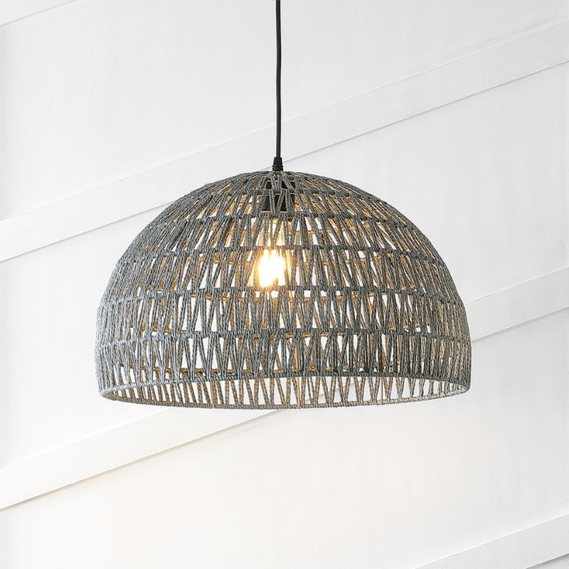 Campana 20" Bohemian Modern Woven Rattan/Iron LED Pendant
