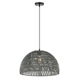 Campana 20" Bohemian Modern Woven Rattan/Iron LED Pendant