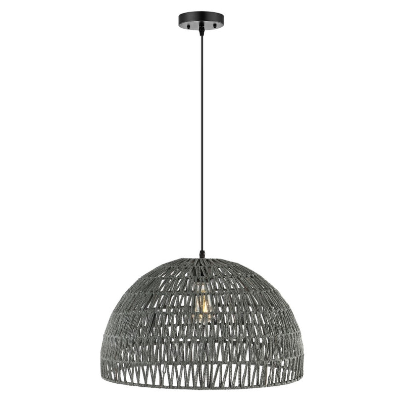 Campana 20" Bohemian Modern Woven Rattan/Iron LED Pendant