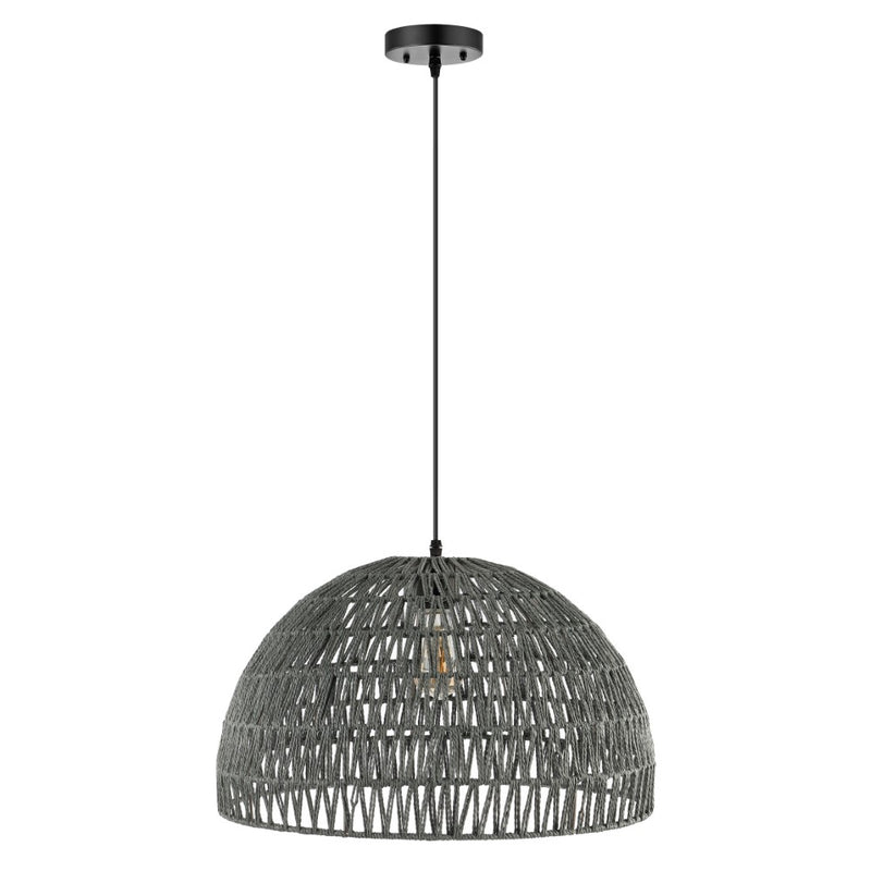 Campana 20" Bohemian Modern Woven Rattan/Iron LED Pendant
