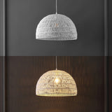 Campana 20" Bohemian Modern Woven Rattan/Iron LED Pendant