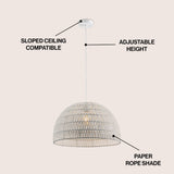 Campana 20" Bohemian Modern Woven Rattan/Iron LED Pendant