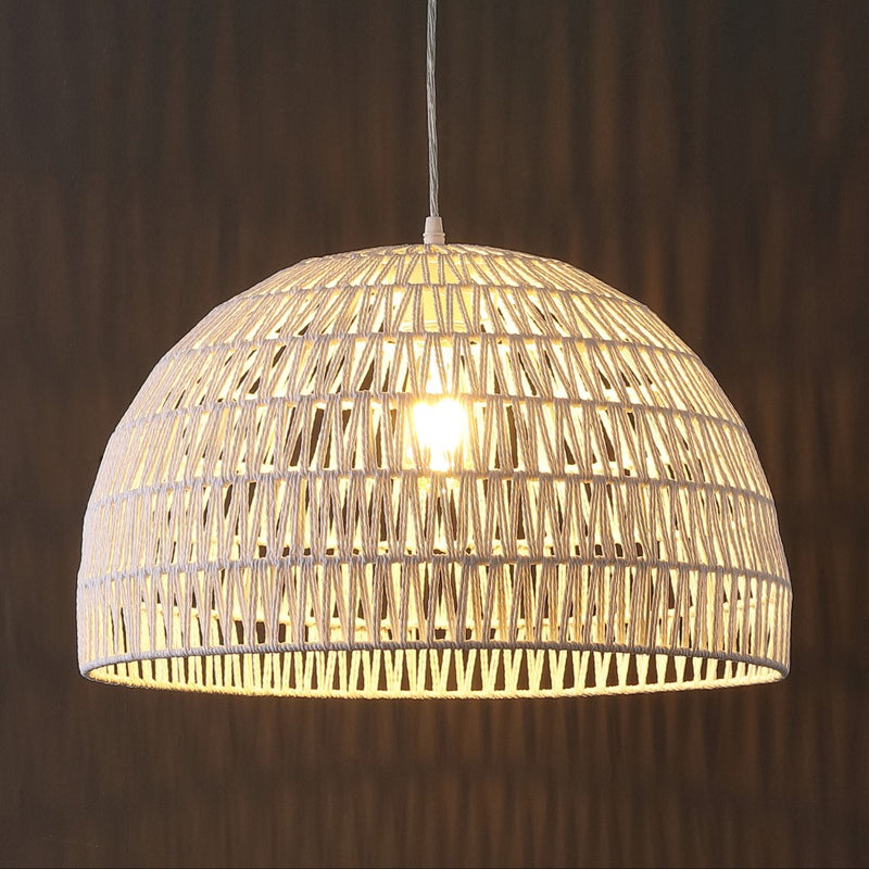 Campana 20" Bohemian Modern Woven Rattan/Iron LED Pendant