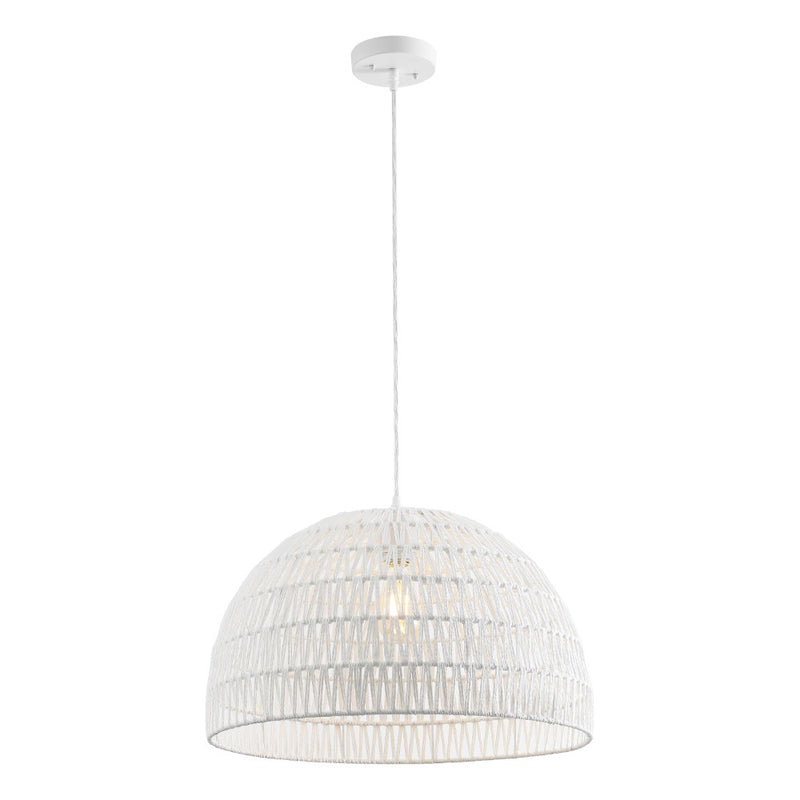 Campana 20" Bohemian Modern Woven Rattan/Iron LED Pendant