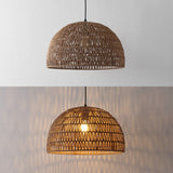Campana 20" Bohemian Modern Woven Rattan/Iron LED Pendant