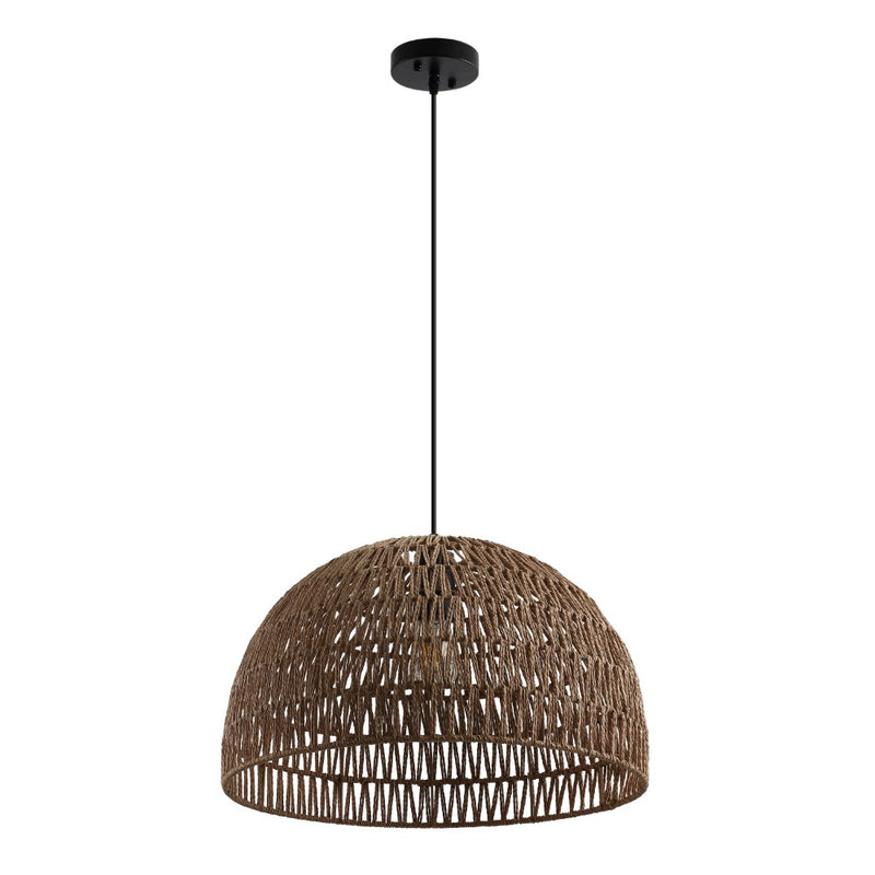 Campana 20" Bohemian Modern Woven Rattan/Iron LED Pendant