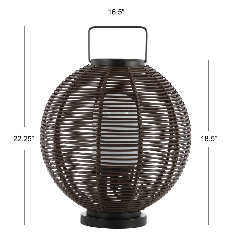 Jigu 22" Outdoor Woven Globe Asian LED Lantern - JONATHAN Y