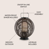 Jigu 22" Outdoor Woven Globe Asian LED Lantern - JONATHAN Y