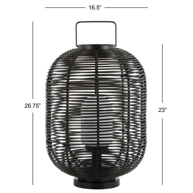 Kandella 26.7" Outdoor Woven Oval Asian LED Lantern - JONATHAN Y