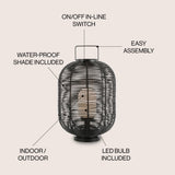 Kandella 26.7" Outdoor Woven Oval Asian LED Lantern - JONATHAN Y