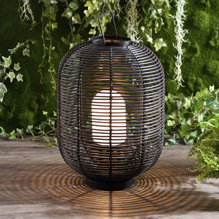 Kandella 26.7" Outdoor Woven Oval Asian LED Lantern - JONATHAN Y