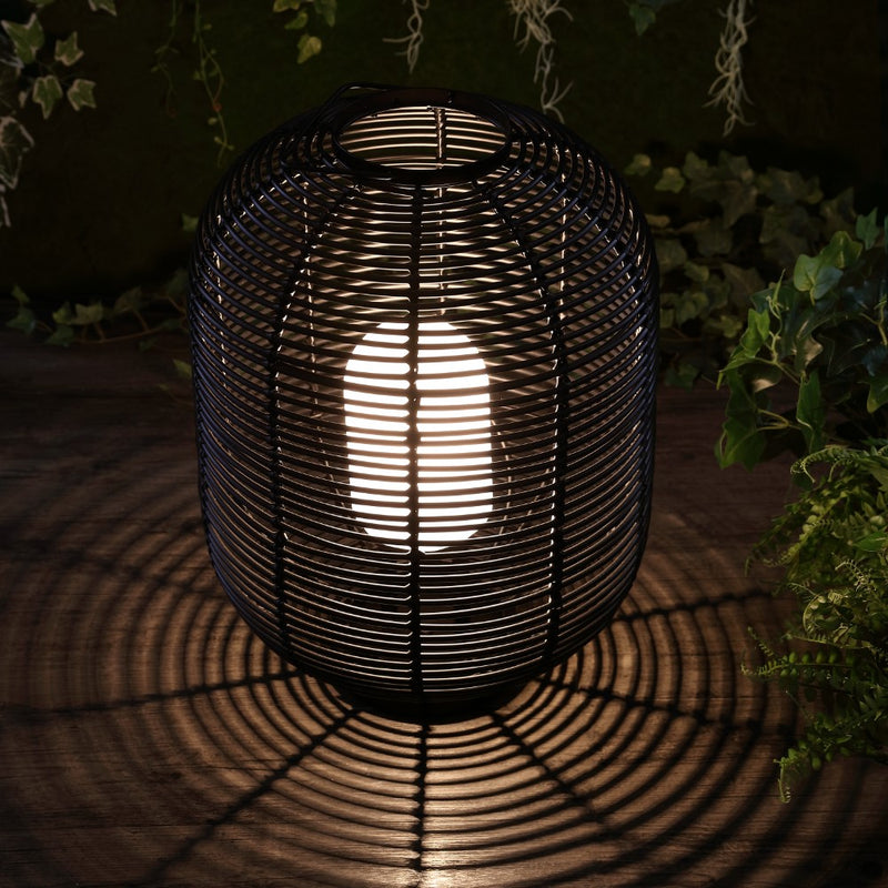 Kandella 26.7" Outdoor Woven Oval Asian LED Lantern - JONATHAN Y