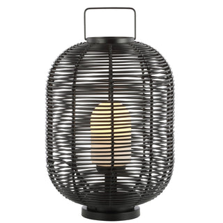 Kandella 26.7" Outdoor Woven Oval Asian LED Lantern - JONATHAN Y