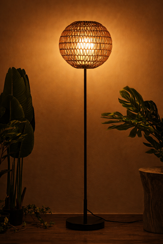 Bea 61" Outdoor Woven Globe LED Floor Lamp